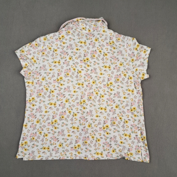 Laura Ashley Pajama Set Medium White Pink Sunflowers Top Shorts Women's EUC - Picture 5 of 13